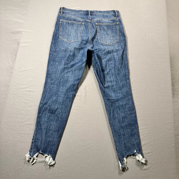 Gap Women's True Skinny High Rise Medium Wash Button Fly Ripped Raw Hem Jeans 30 - Picture 6 of 8